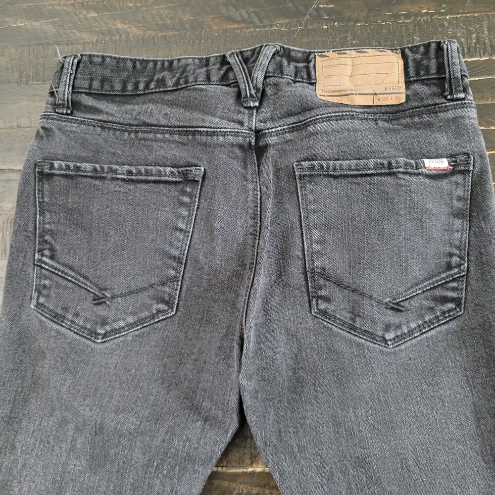 Vans V76 Skinny Straight Jeans Black Denim Men's 28x30 Stretch